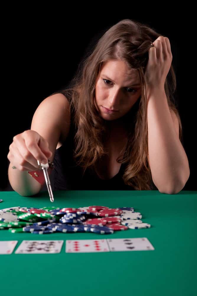 desperate woman gambling her house in texas hold'em poker game