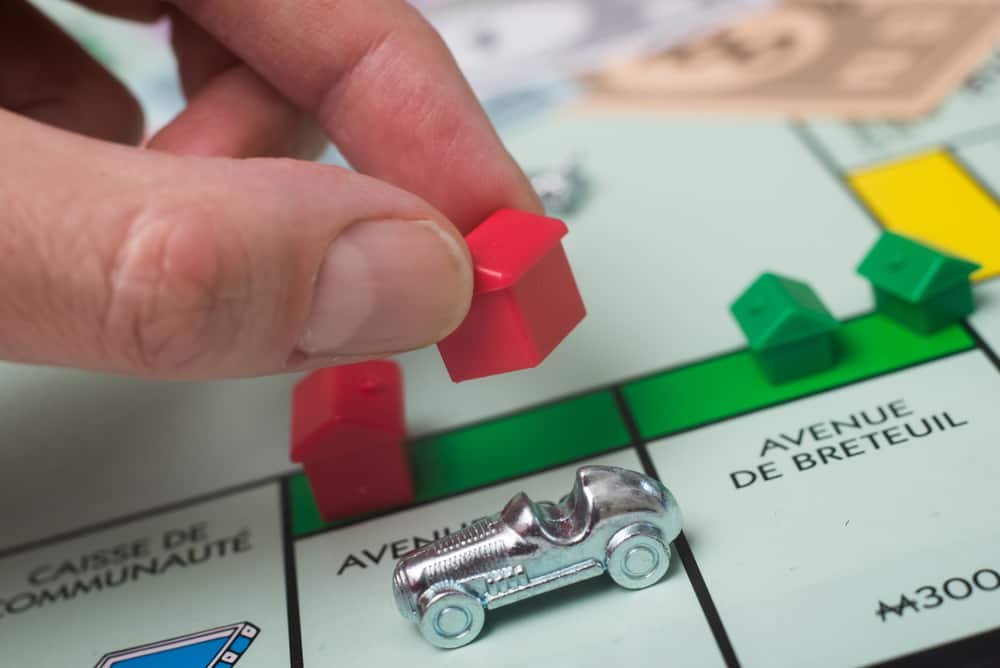 Closeup of the famous fast-dealing property trading monopoly board game