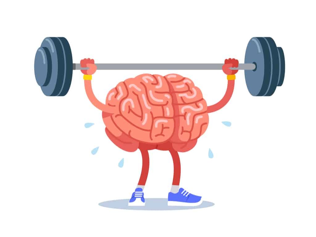 Illustration of cartoon of brain training