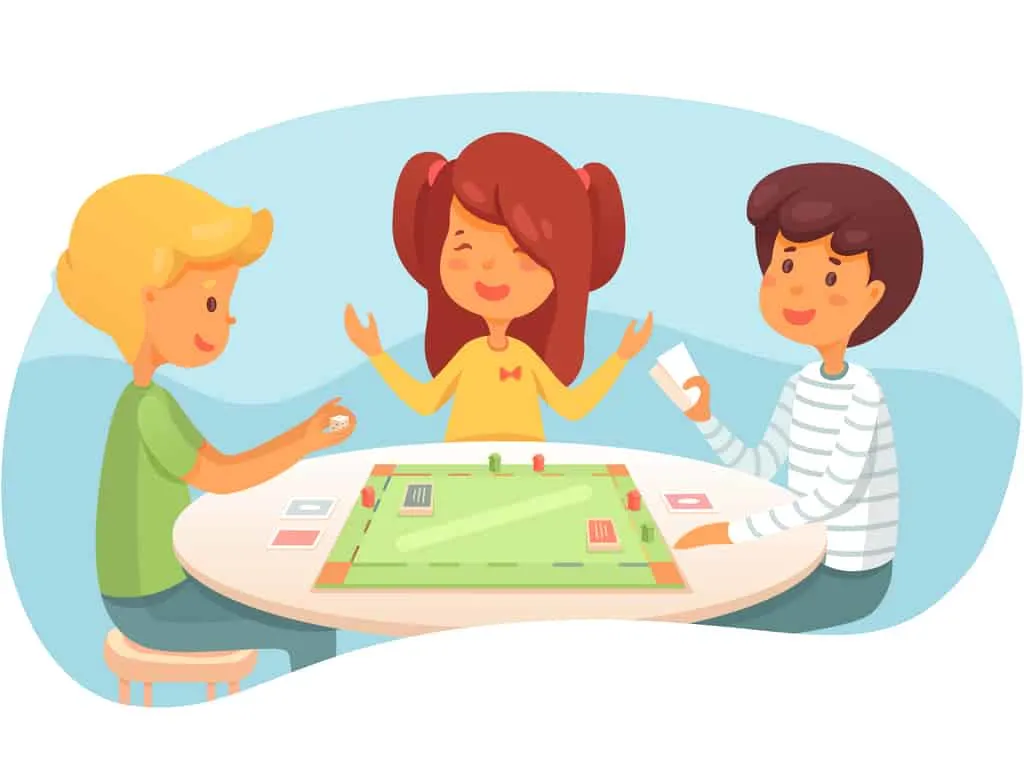 Children playing board game illustration