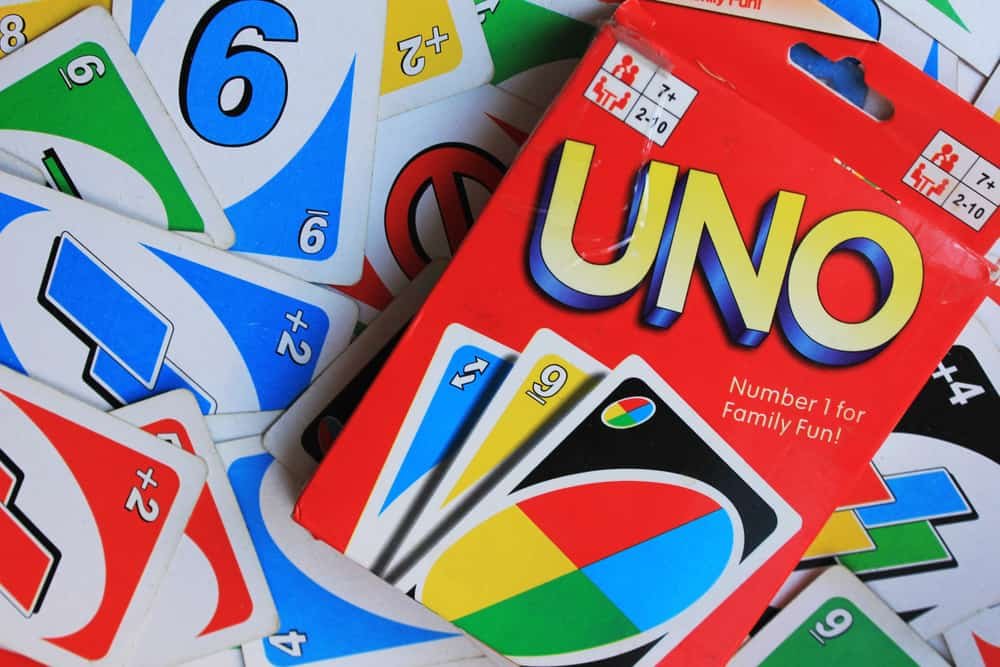 UNO colorful cards and deck on the table