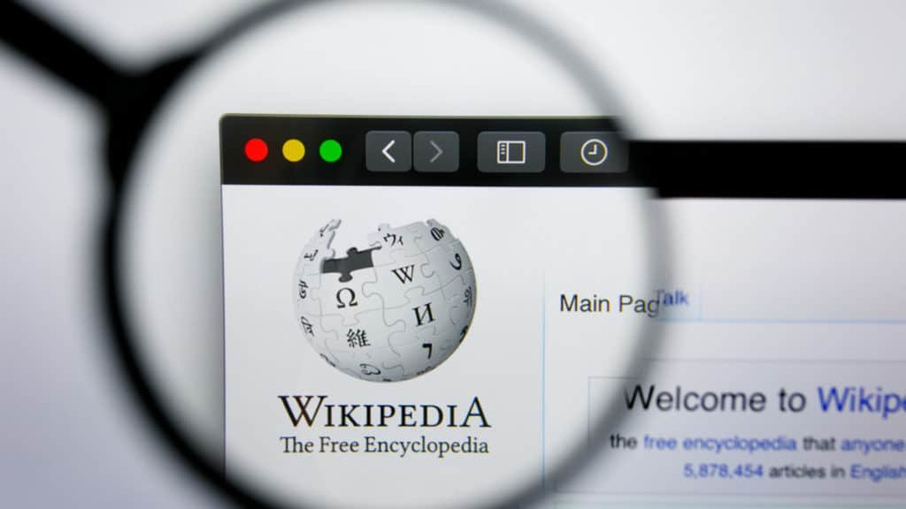 Wikipedia logo visible on display screen