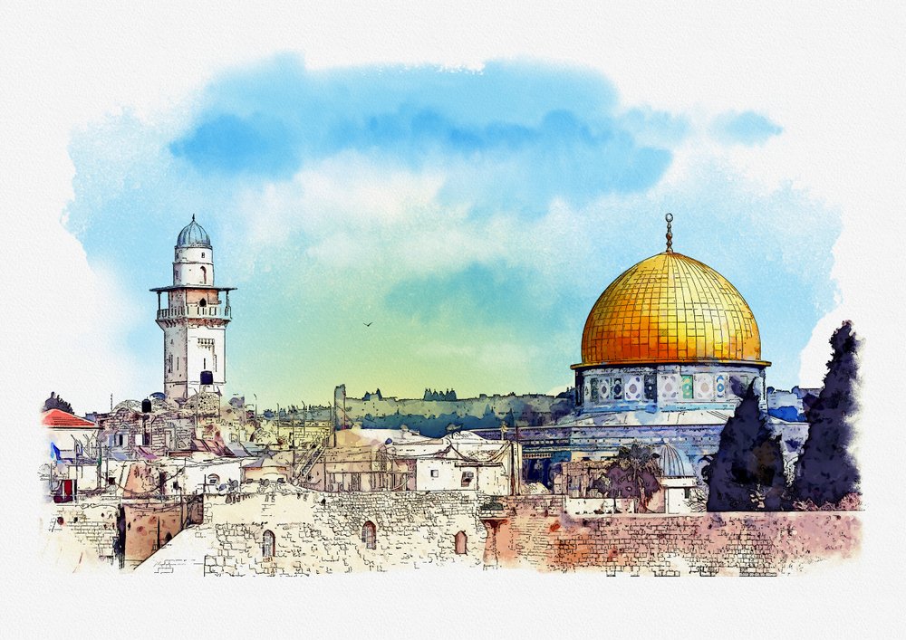 Al-Aqsa mosque and Dome of the Rock in Jerusalem, Israel