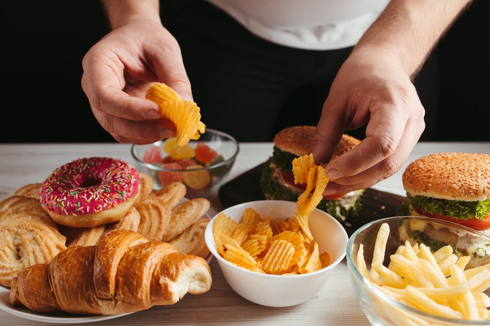 Unhealthy snack, junk food, compulsive overeating