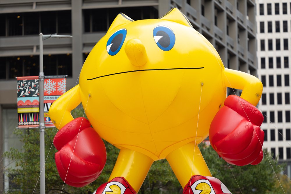 large balloon in the shape of pac-man