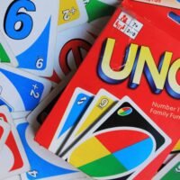 UNO colorful cards and deck on the table