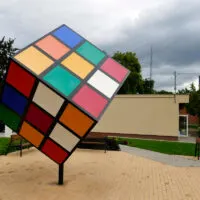 Huge Rubik'Cube statue in the town park