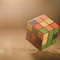 Rubik's cube on the colored background