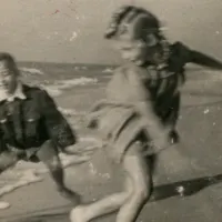 Vintage photo of children running